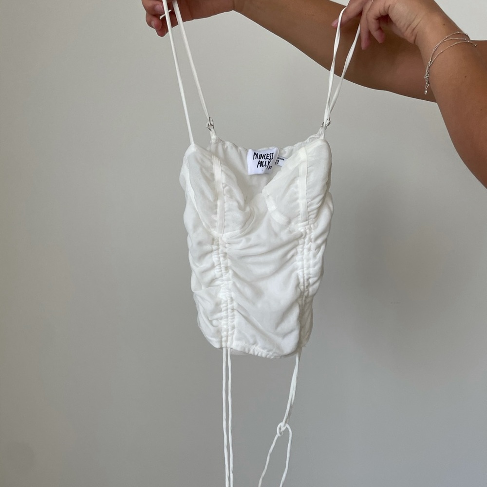 Mesh white Princess Polly top